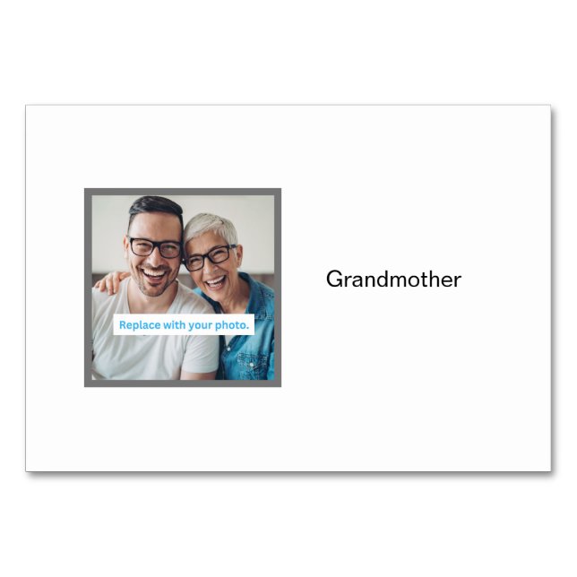 Grandmother Photo Personalized Family Flashcards Table Number (Front)