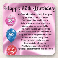 Grandmother poem 80th birthday coaster