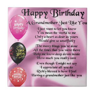 Grandmother Poem -  Happy Birthday Tile