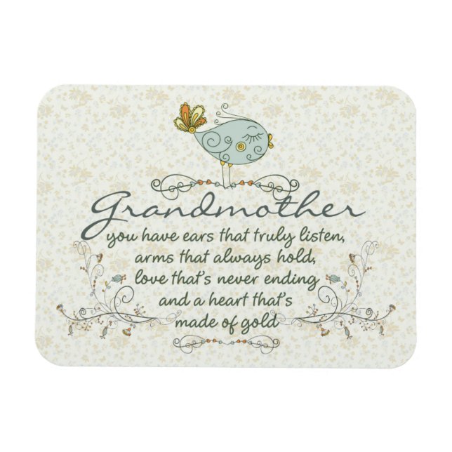 Grandmother Poem with Birds Magnet (Horizontal)