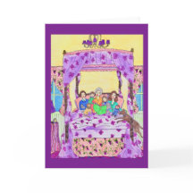 Grandmother reads to children, dog Greeting Card