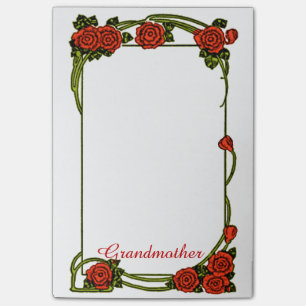 Grandmother - Red Roses Border- Large Post-it Notes