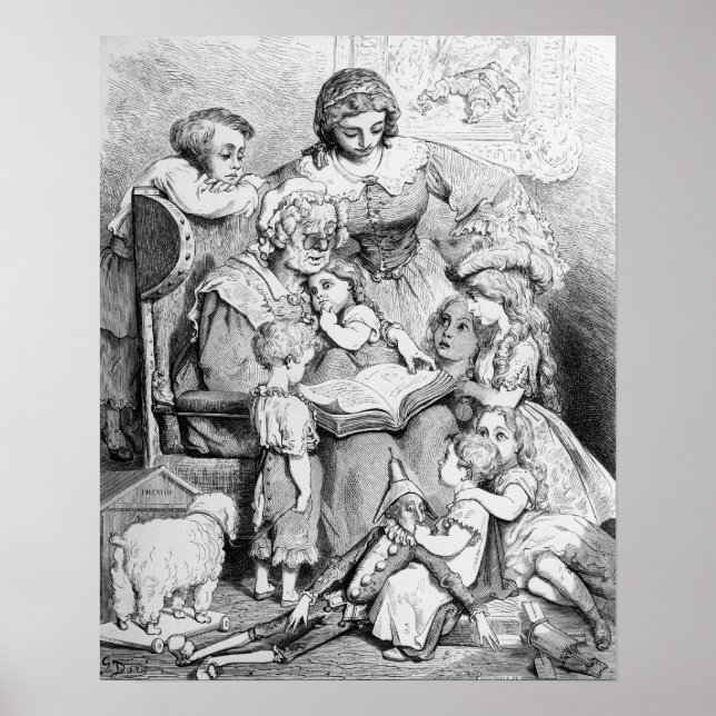 Grandmother telling a story to her poster (Front)