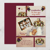 Grandmother We Love You Photo Fall Floral | Text
