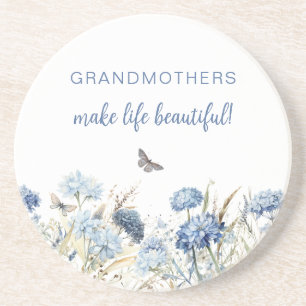 Grandmother Wildflowers Dusty Blue Mother's Day Coaster