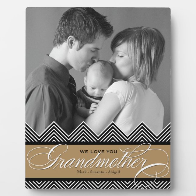 Grandmother Zig Zag Chevron Modern Personalized Plaque (Front)