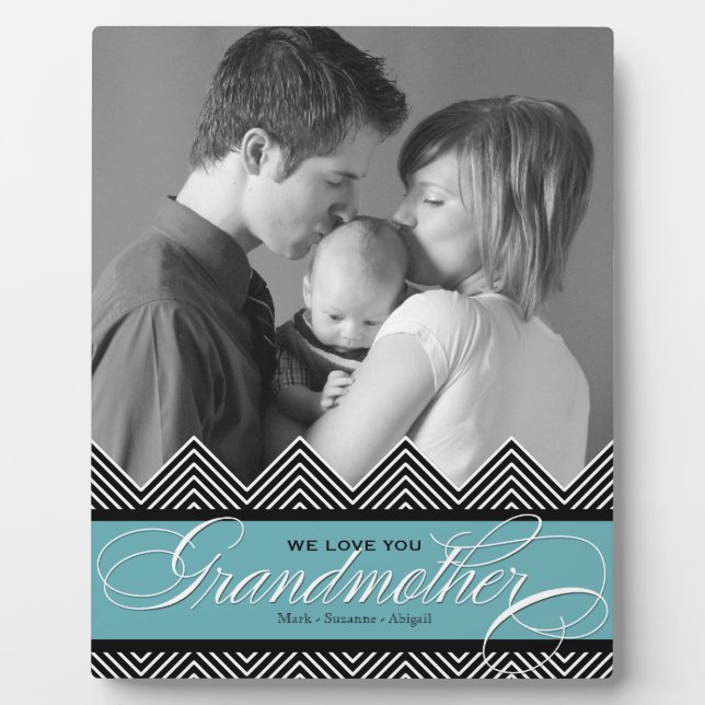 Grandmother Zig Zag Chevron Modern Personalized Plaque (Front)