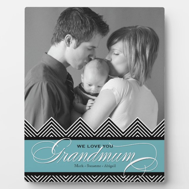 Grandmother Zig Zag Chevron Modern Personalized Plaque (Front)
