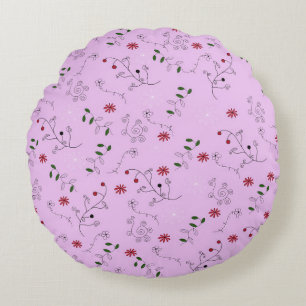 Grandmother's Flower Garden Pattern Round Pillow
