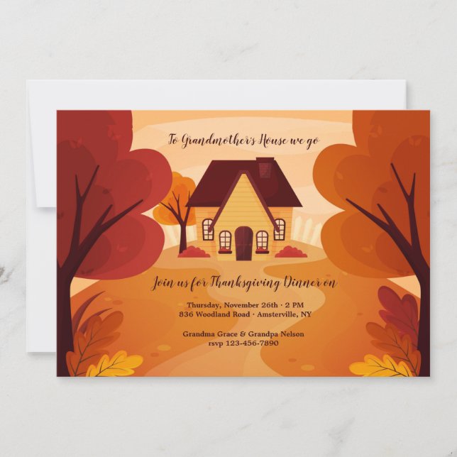 Grandmother's House Thanksgiving Dinner Invitation (Front)
