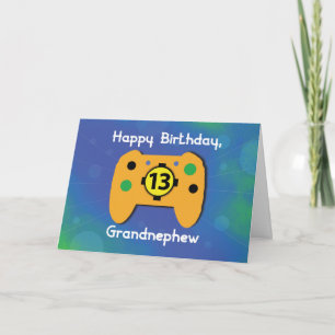 Grandnephew 13 Year Old Birthday Gamer Controller Card