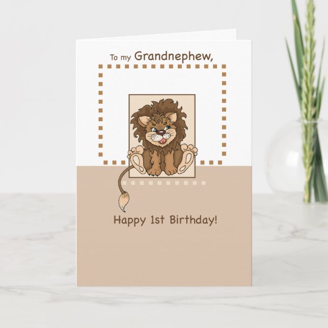 Grandnephew 1st Birthday Lion Card (Front)