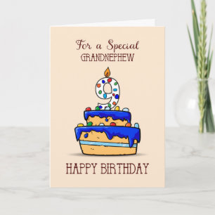 Grandnephew 9th Birthday, 9 on Sweet Blue Cake Card