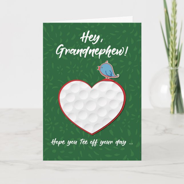 Grandnephew Golf Sports Heart Valentine Preteen Card (Front)