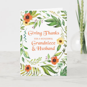 Grandniece and Husband Give Thanks Thanksgiving Card