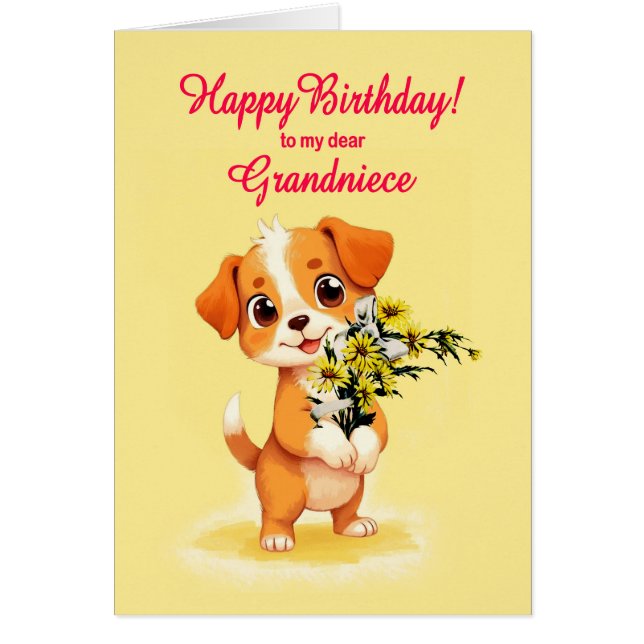 Grandniece Anniversaire Chiot et Fleurs (Devant)