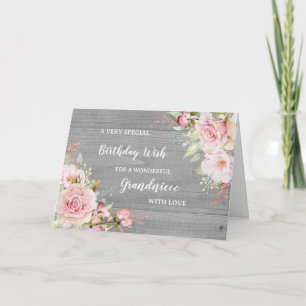 Grandniece Carte d'anniversaire de fleurs roses