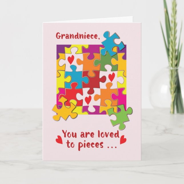 Grandniece Valentine Puzzle Love to Pieces Card (Front)