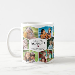 Grandpa 14 Photo Collage Hexagon Pattern Coffee Mug