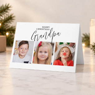 Grandpa 3 Photo Collage Grandad Merry Christmas Card