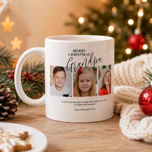 Grandpa 3 Photo Collage Grandad Merry Christmas Coffee Mug