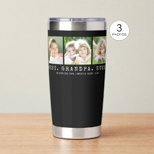 Grandpa 3 Photos Personalized Custom Colour Insulated Tumbler