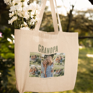 Grandpa 5 Photo Collage Personalized Large Tote Bag