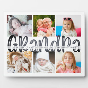 GRANDPA 6 Photo Collage Grey Custom Text 8x10 Plaque