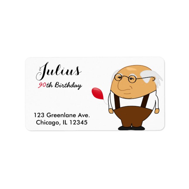 Grandpa 90th Birthday Address Label | Personalize (Front)