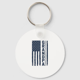 Grandpa American Flag Distressed Patriotic Design_ Keychain