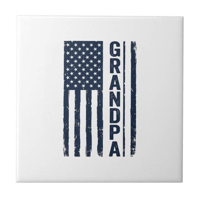 Grandpa American Flag Distressed Patriotic Design_ Tile (Front)