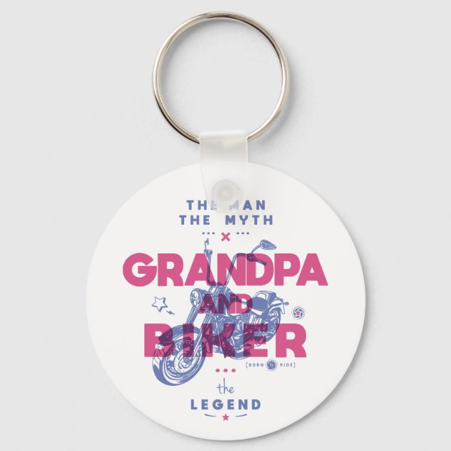 Grandpa and biker the man the myth the legend keychain (Front)
