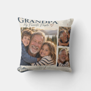 Grandpa and Grandchildren Photo Collage Keepsake T Throw Pillow