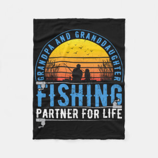 Grandpa And Granddaughter Fishing Buddies For Life Fleece Blanket