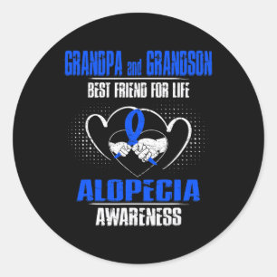 GRANDPA AND GRANDSON BEST FRIEND OF LIFE ALOPECIA CLASSIC ROUND STICKER