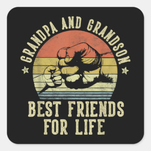 Grandpa and Grandson Best Friends for Life Funny G Square Sticker