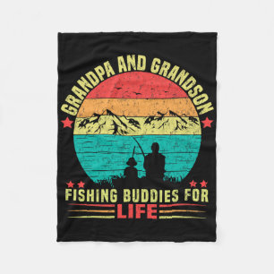 Grandpa And Grandson Fishing Buddies For Life 1  Fleece Blanket