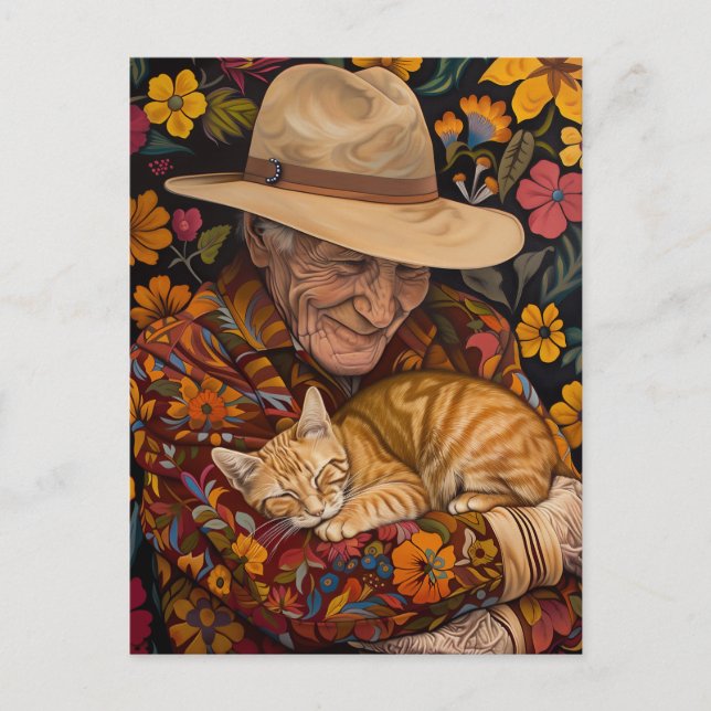 Grandpa And His Cat Postcard (Front)