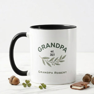 Grandpa Announcement Botanical Greenery Leaf Mug
