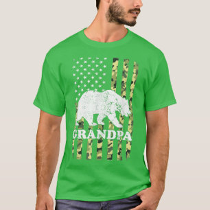 Grandpa Bear Camping Hiking Camouflage USA America T-Shirt