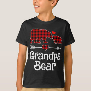 Grandpa Bear Christmas Pajama Red Plaid Buffalo Ma T-Shirt
