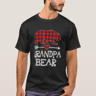 Grandpa Bear Christmas Pajama Red Plaid Buffalo T-Shirt