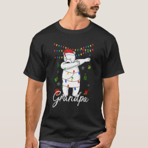 Grandpa Bear Dabbing Lights Santa Christms Family T-Shirt