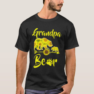 Grandpa Bear Sunflower  Dad And Papa T-Shirt