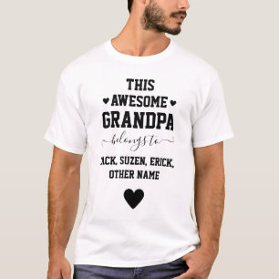 GRANDPA Belongs to GrandKids Names Father's Day T-Shirt
