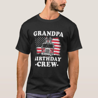 Grandpa Birthday Crew Fireman American Flag Thin R T-Shirt