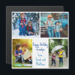 Grandpa Birthday Grandkids Photo Magnet Card<br><div class="desc">This cute,  custom kids photo birthday magnetic card for a grandfather features a modern layout of 4 grandchildren photos on a white background with blue typography reading Happy Birthday Grandpa. This beautiful grandkids photo magnet features your own photograph collage surrounding your personalized message and names.</div>
