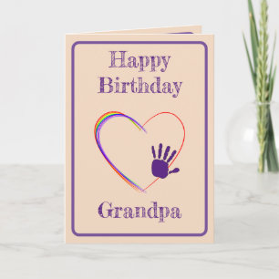 Grandpa Birthday with Heart & Handprint  Thank You Card
