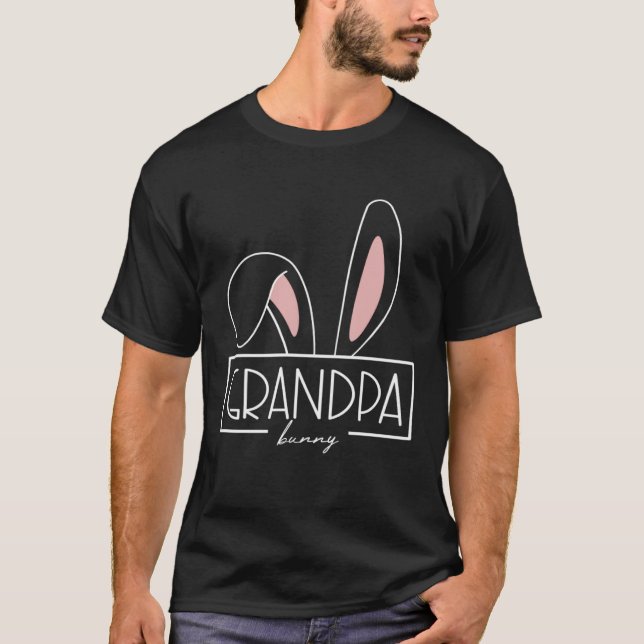 Grandpa Bunny Costume Egg Hunt Family Rabbit Ears  T-Shirt (Front)
