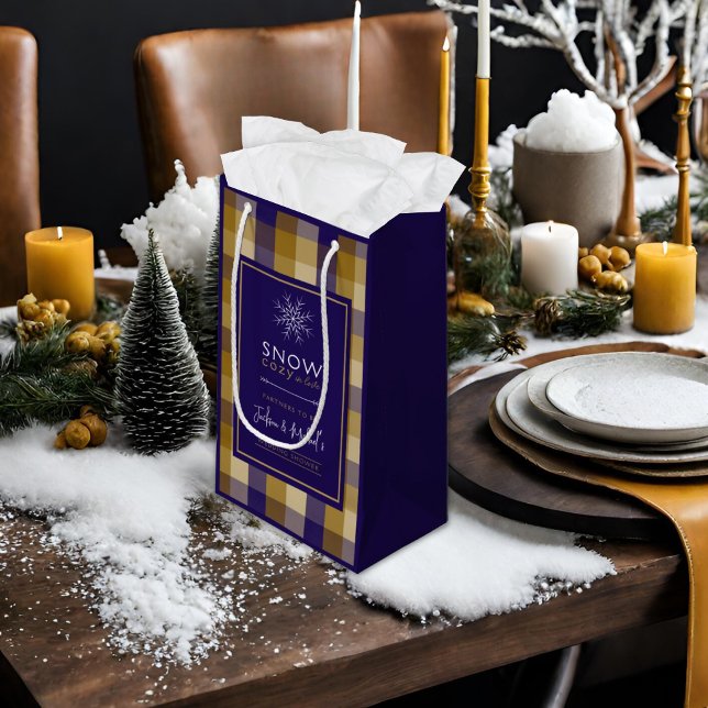 Grandpa Chic Plaid Snow Cozy Winter Wedding Shower Small Gift Bag (Creator Uploaded)